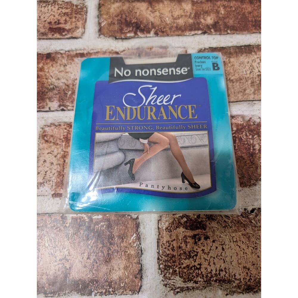 No Nonsense Sheer Endurance Size B Control Panty Silky Sheer Toe Precious Ivory